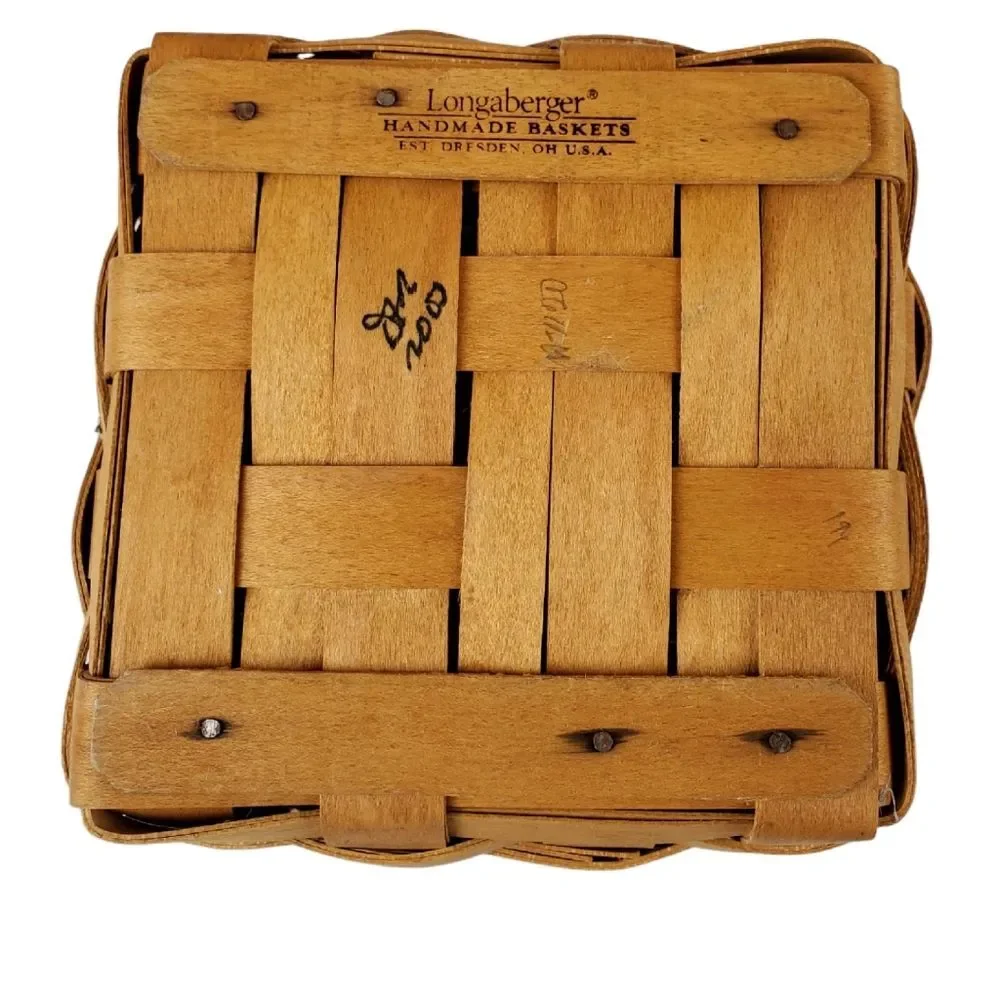 LONGABERGER 2000 Handmade Square Basket Signed USA Woven Wood
